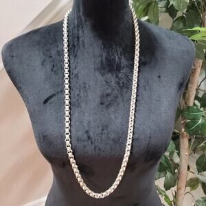 Women's Silver Oval & Double Oval Link Chain Necklace